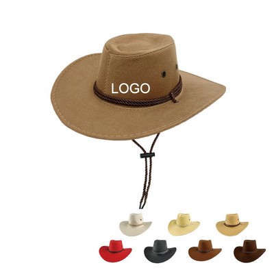 Suede Western Windproof Cowboy Hat