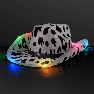 LED Cow Print Hat with Black Band - PRINTED