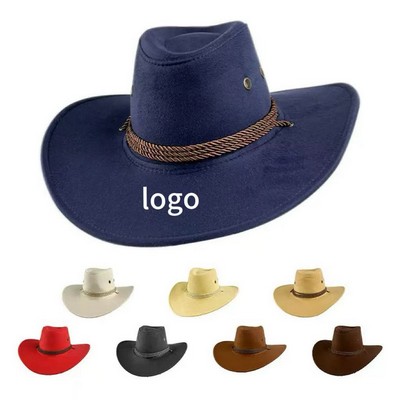 Suede Western Retro Rider Fedora Cowboy Hat