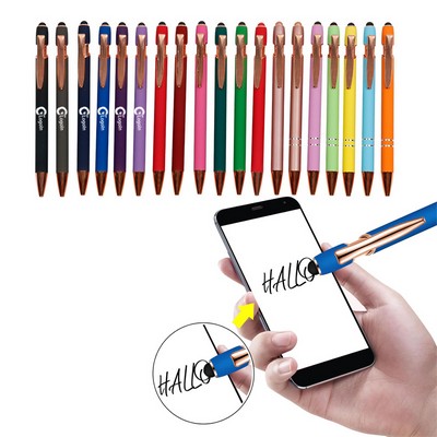 Rubberized Ballpoint Pen with Stylus Tip Stylish Metal Pen