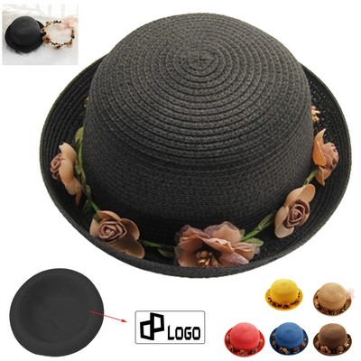 Kids' Dome Flowers Sun Protective Straw Hat