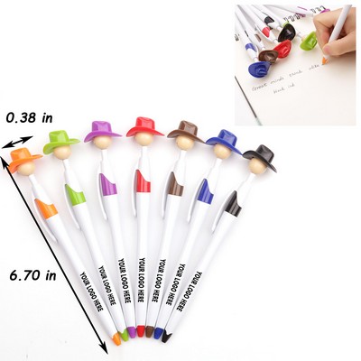 Plastic Cowboy Hat Smiley Ballpoint Pen