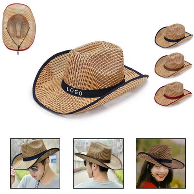 Cowboy Style Fishing Straw Hat For Beach And Gardening