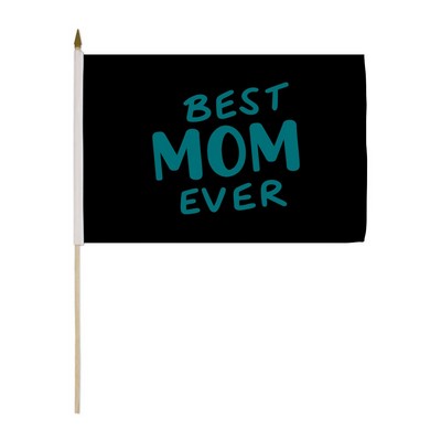 Custom Hand Held Flag w/1 Color Print on Dark Fabric (6" x 4")