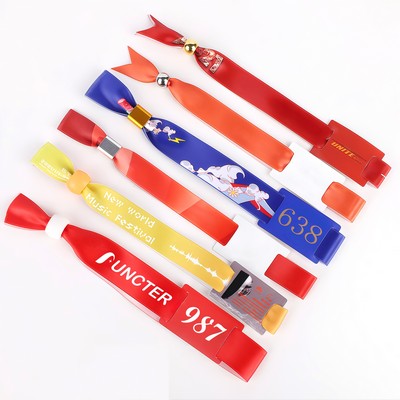 Custom Waterproof Disposable Woven Fabric Wristbands with One-Way Lock for Events, Festivals