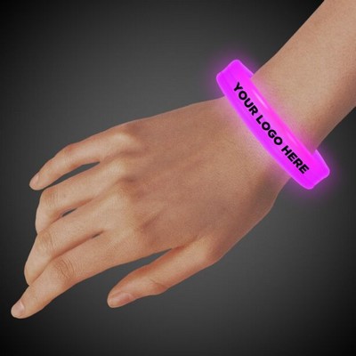 9" Deluxe Single Color Triple Wide Pink Glow Bracelet