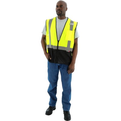 Majestic 75-3213 High Visibility Mesh Vest with Black Bottom, ANSI 2
