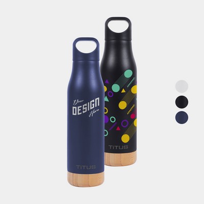 Premium 17 oz TiTUS® Stainless Steel Water Bottle with Wood Base