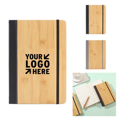 A5 Bamboo and PU leather covered Notebook