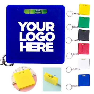 Keychain Tape Bubble Level Measuring Steel Ruler