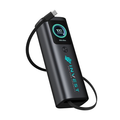20,000mAh 165W Fast Charging Aluminum Power Bank W/ AI Smart Display & Retractable Cable