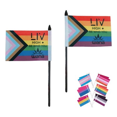 4" x 6" Double-Sided Polyester Stick Pride Flag