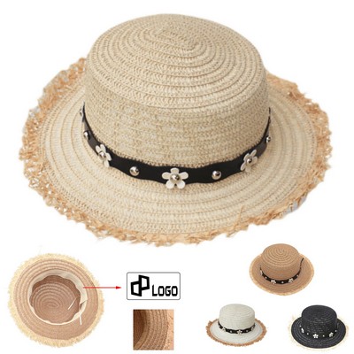 Summer Flower Beach Straw Hat For Adults
