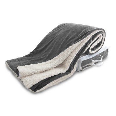 Micro Mink Sherpa Blanket - Charcoal Gray (50"x60")
