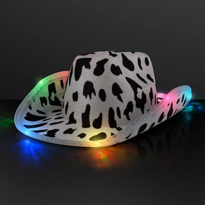 LED Cow Print Hat, Color-Change Cowgirl Hats - BLANK