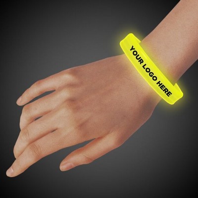 9" Deluxe Single Color Triple Wide Yellow Glow Bracelet