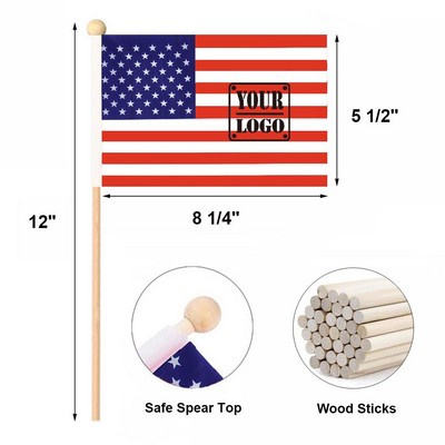 Small Handheld American Flags On Stick