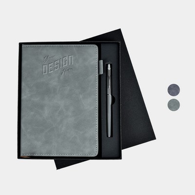 TiTUS® Executive Velveteen PU Leather A5 Notebook, Pen in EVA Case Gift Set