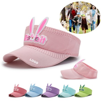 Summer Beach UV Protection Cap Sports Hat Bunny Ears Sun Visor for Kids