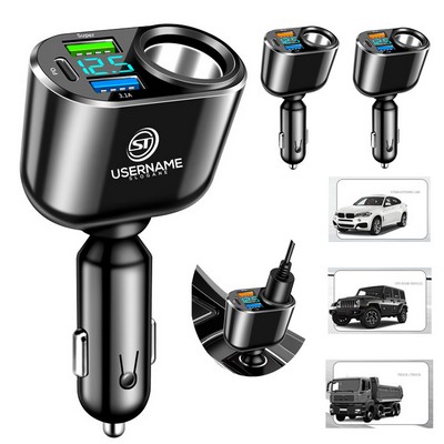 66W QC3.0 PD Car Cigarette Lighter Adapter USB Fast Charge