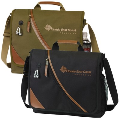 Noah Polyester Messenger Bag w/Leatherette Handle