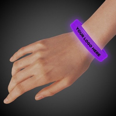 9" Deluxe Single Color Triple Wide Purple Glow Bracelet