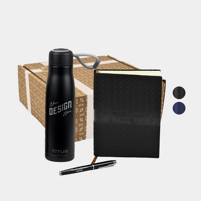 TiTUS® 17 oz Sports Water Bottle, Sahara Business Notebook & Pen Gift Set