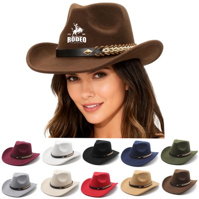 Rolled-Brim Vintage Cowboy Hat