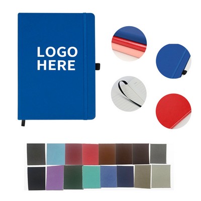 Travel-Ready A5 Genuine PU Leather Deluxe Hardcover Journal With Ribbon Marker